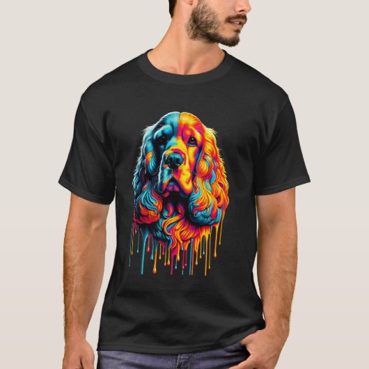 Druppelende verf kunst Engelse Cocker Spaniel Span T-shirt (Voorkant)