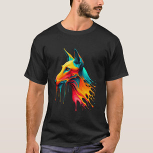 Druppelende verf kunst faraohond t-shirt