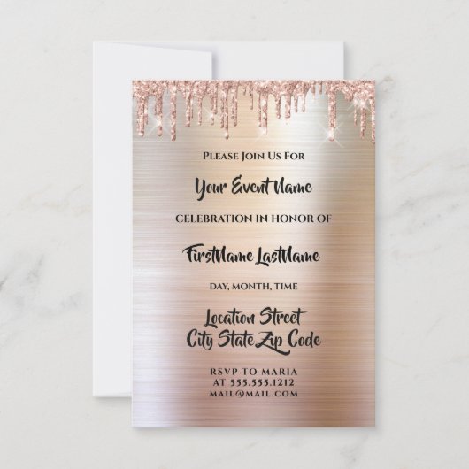 Druppels Glitter Druppels Roze Bruiloft Trouwen  Kaart (Voorkant)