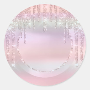 Druppels Glitter Sweet 16e Eenhoorn Holografisch O Ronde Sticker