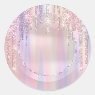 Druppels Glitter Sweet 16e Eenhoorn Holografisch R Ronde Sticker