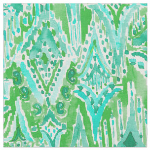 DRUPPELS VAN WONDER Tribal Green Boho Ikat Waterve Stof