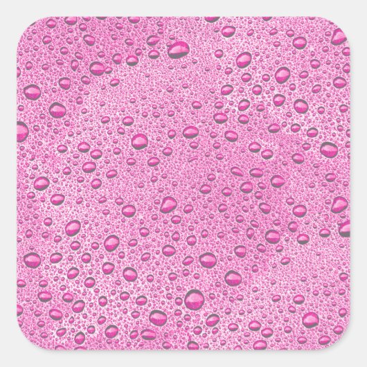 Druppels voor warm roze water vierkante sticker (Voorkant)