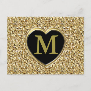 Druzy crystal monogram - metallisch goud briefkaart