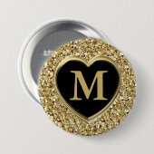 Druzy crystal monogram - metallisch goud ronde button 7,6 cm (Voorkant /achterkant)