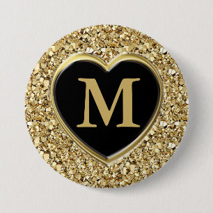 Druzy crystal monogram - metallisch goud ronde button 7,6 cm