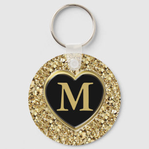 Druzy crystal monogram - metallisch goud sleutelhanger