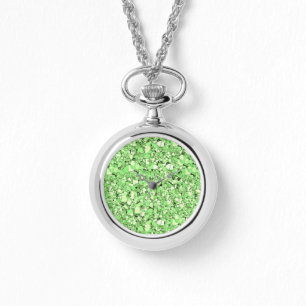 Druzy crystal - peridot green horloge