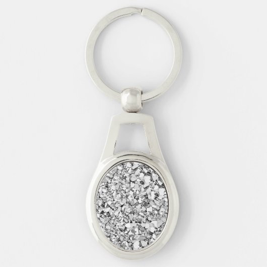 Druzy kristal - witte goudkleur sleutelhanger (Voorkant)