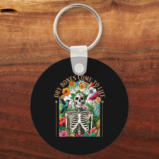 Dry Bones Come Alive Funny Skeleton Floral Christi Sleutelhanger (Voorkant)