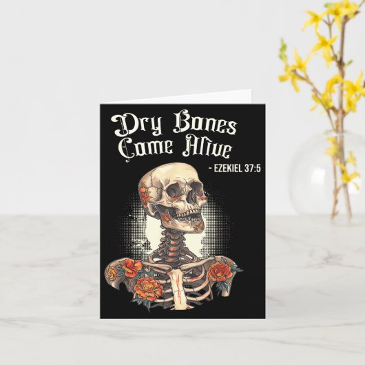Dry Bones Come Alive Skeleton Floral Christian Hal Kaart (Gele Bloem)
