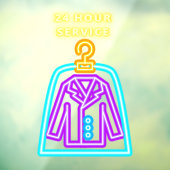 Dry Cleaners Faux Neon 24-uurs Service Front Raamsticker (Vel 3)