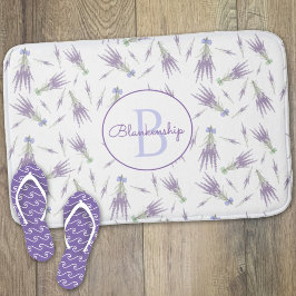 Dry Lavender Flower Bundles Monogram Badmat