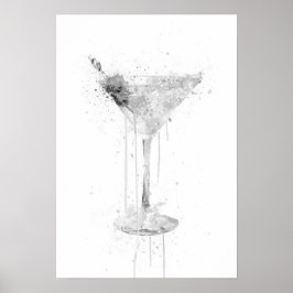 Dry Martini Cocktail Wall Art Print (Grey Edition)