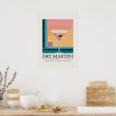 Dry Martini Pink Sunset Retro Art Poster (Keuken)