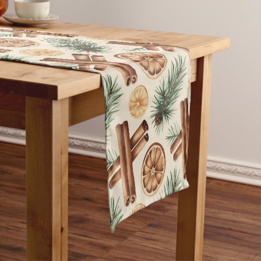 Dry Oranges Cinnamon Sticks Fir Branches Korte Tafelloper (Voorbeeld)