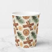 Dry Oranges Cinnamon Sticks Fir Branches Papieren Bekers (Voorkant)