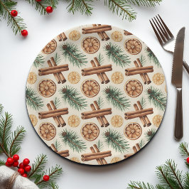Dry Oranges Cinnamon Sticks Fir Branches Papieren Bordje
