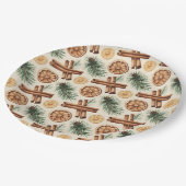 Dry Oranges Cinnamon Sticks Fir Branches Papieren Bordje (Gekanteld)