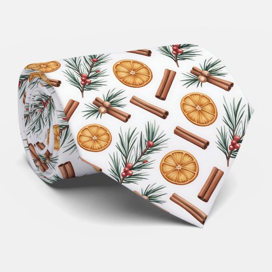 Dry Oranges Cinnamon Sticks Fir Branches Stropdas (Opgerold)