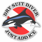 Dry Suit Diver (rd) Sticker (Voorkant)