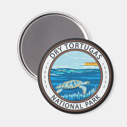 Dry Tortugas National Park Turtle Badge Magneet (Voorkant / Achterkant)