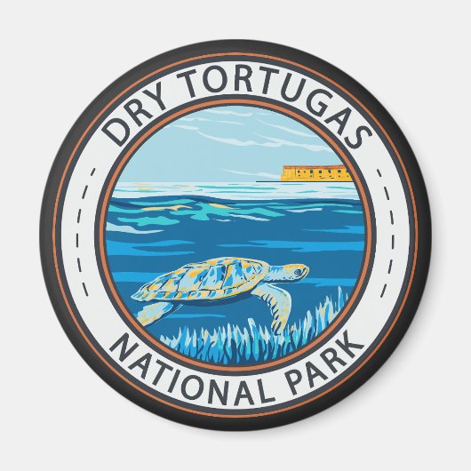 Dry Tortugas National Park Turtle Badge Magneet (Voorkant)