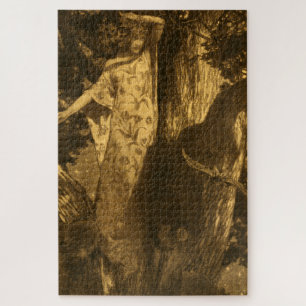 Dryade Vrouw Zo bezeten Uil & Vleermuis Nacht Maan Legpuzzel