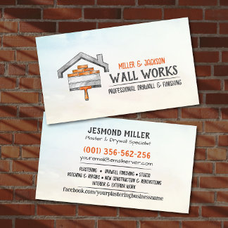 Drywall Plastering Services Watercolor art Visitekaartje