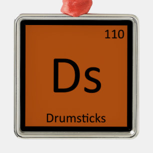 Ds - Drumsticks Chemie Periodiek Systeem Symbool Metalen Ornament