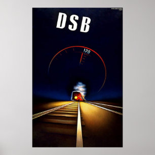 DSB Danske Statsbaner Danish State Railways Train Poster