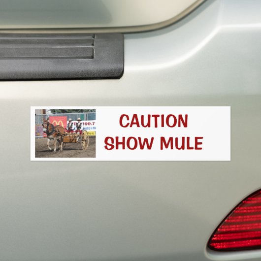 DSC_0007, CAUTIONSHOW MULE BUMPERSTICKER (Op auto)