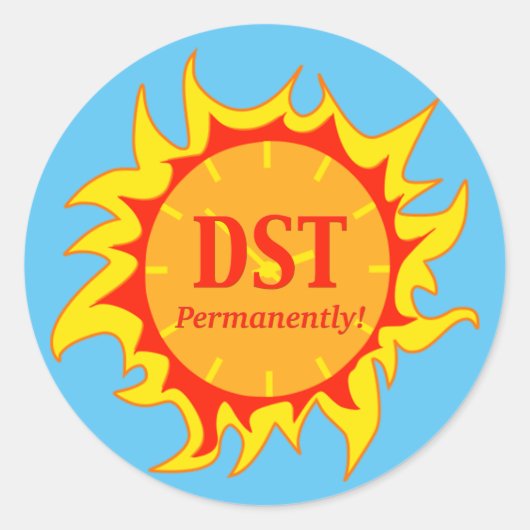 DST permanent - zomertijd Ronde Sticker (Voorkant)