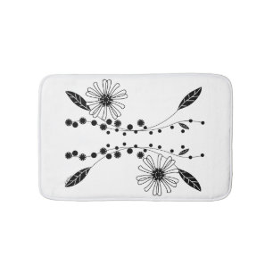 Dstromend zwart-wit Floral ontwerp Badmat