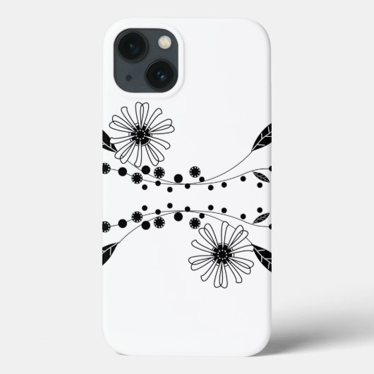 Dstromend zwart-wit Floral ontwerp Case-Mate iPhone Case (Achterkant)