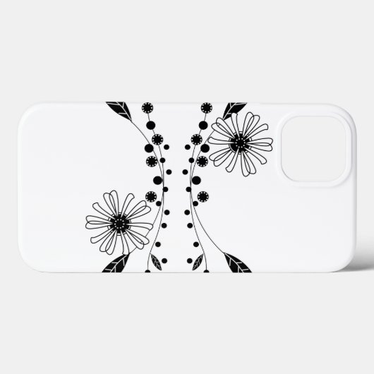 Dstromend zwart-wit Floral ontwerp Case-Mate iPhone Case (Achterkant (horizontaal))