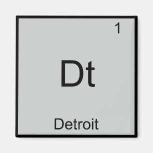 Dt - Detroit City Chemistry Element Symbol T-Shirt Magneet