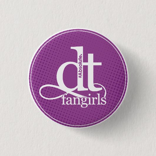 DT Fangirl Button (Paarse Stippen) (Voorkant)