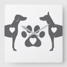 DTDR Doberman Wall Clock White Vierkante Klok