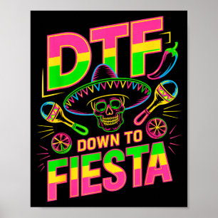 Dtf naar feest grappige schedel Mexicaans voor cin Poster
