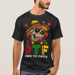 DTF naar Fiesta Mexicaans Calaca Sombrero Cinco D T-shirt