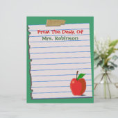 Du Bureau De...En-Tête D'Enseignant Papeterie (Debout devant)