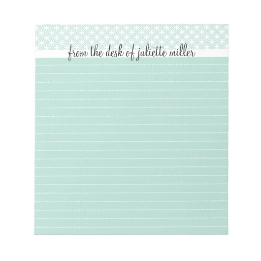 Du Bureau Du Bloc-Notes Lined Personnalisé, Aqua (Devant)