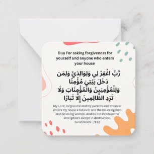 Dua voor het vragen van vergeving Dagelijks Adhka Notitiekaartje