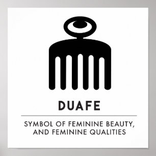 Duafe   Symbool Adinkra voor Feminine Beauty Poster