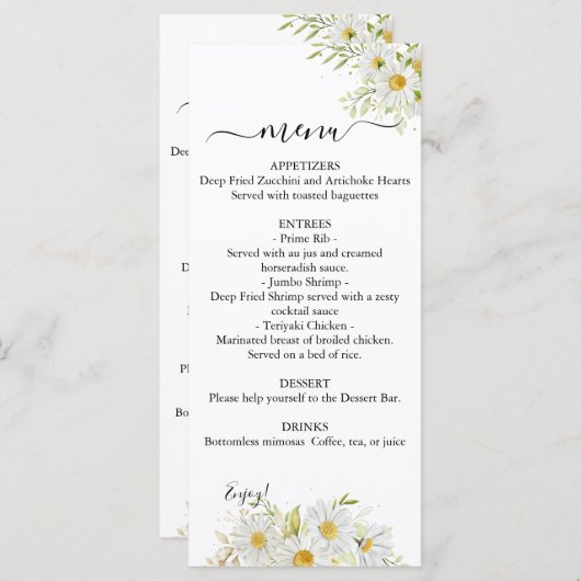 Dual Chrysanthemum groen bruiloft menu (Voorkant / Achterkant)