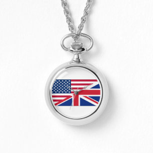 Dual Citizen Amerikaanse Britse vlag Womens Watch Horloge