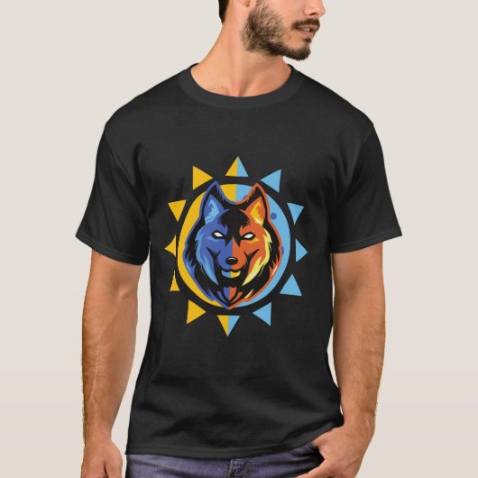 Dual Color Wolf Graphic T-Shirt (Devant)