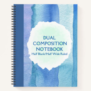 DUAL COMPOSITION BLUE HALF BLANK/WIDE RULL NOTITIEBOEK