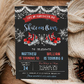 Dual Ice Skating Birthday Invitation for Boys Kaart